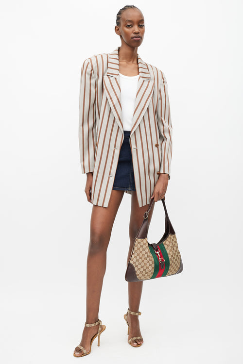 Gucci Brown Canvas & Leather Monogram Jackie 1961 Bag