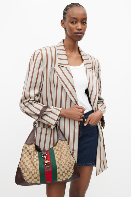 Gucci Brown Canvas & Leather Monogram Jackie 1961 Bag