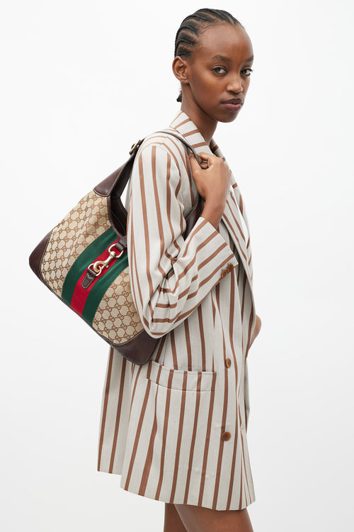 Gucci Brown Canvas & Leather Monogram Jackie 1961 Bag