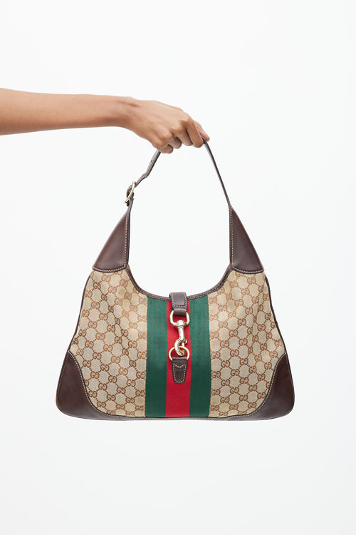 Gucci Brown Canvas & Leather Monogram Jackie 1961 Bag