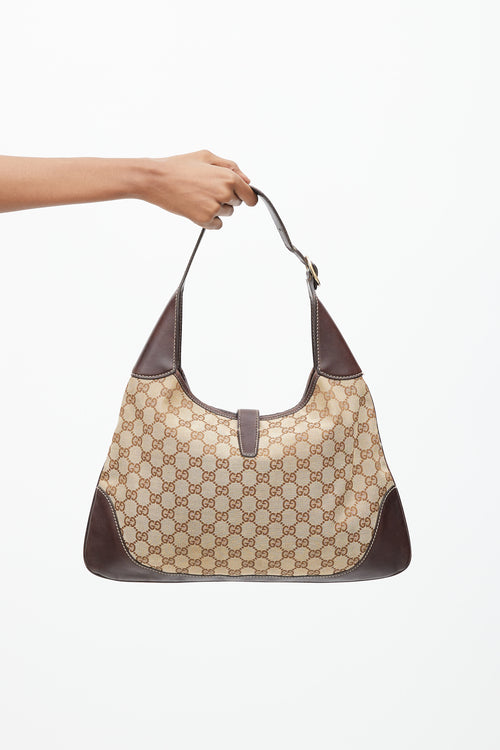 Gucci Brown Canvas & Leather Monogram Jackie 1961 Bag