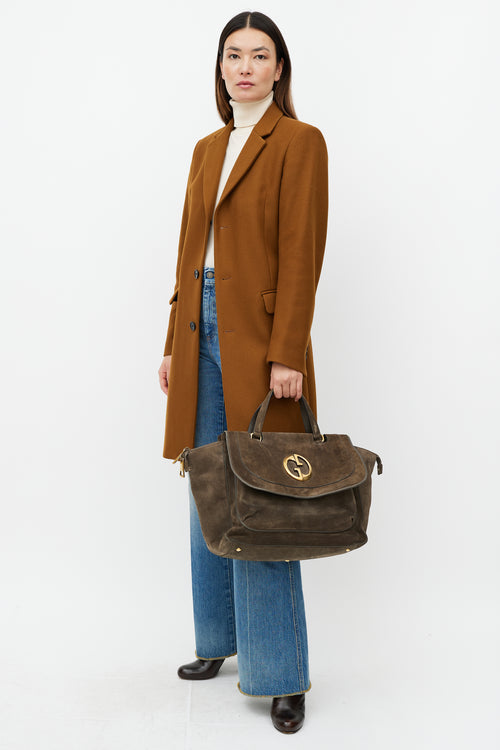 Gucci Brown & Gold 1973 Suede Bag