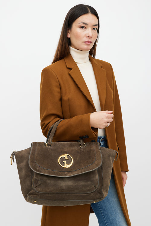 Gucci Brown & Gold 1973 Suede Bag