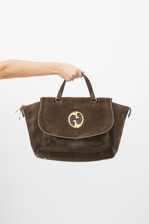 Gucci Brown & Gold 1973 Suede Bag