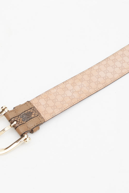 Gucci Brown & Gold Embossed Leather Belt