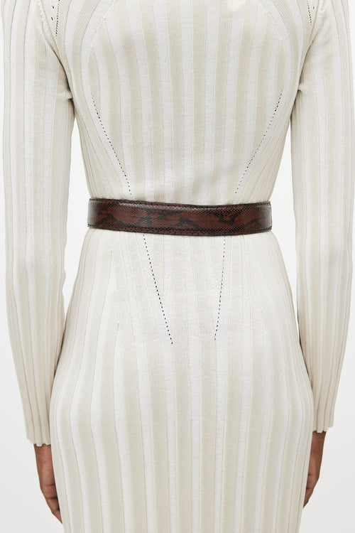 Gucci Brown & Gold Embossed Leather Belt