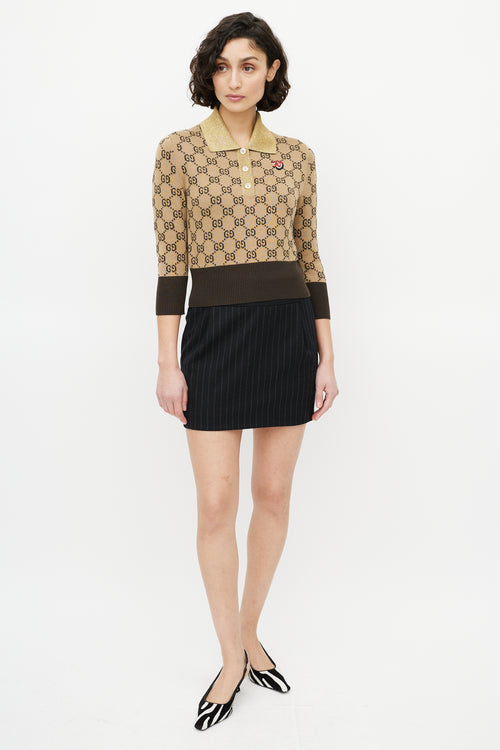 Gucci Brown & Gold Monogram Polo Sweater