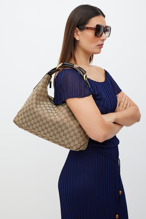 Gucci Brown & Gold Monogram Shoulder Bag