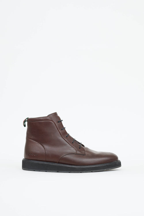 Gucci Leather Lace Up Boot