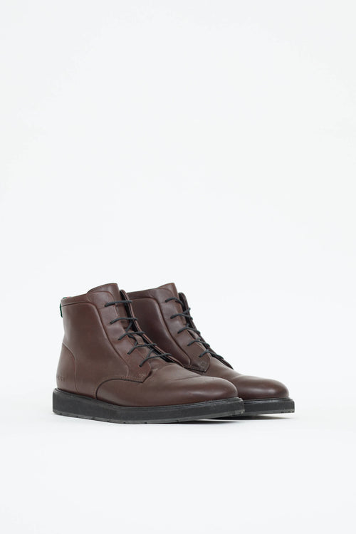 Gucci Leather Lace Up Boot