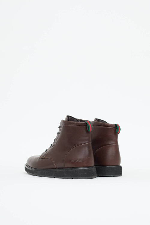 Gucci Leather Lace Up Boot