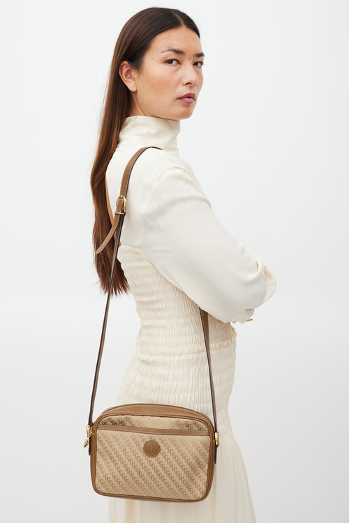 Gucci Brown Leather & Ophidia Crossbody Bag