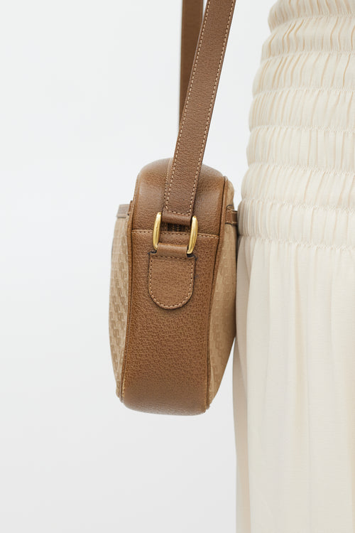 Gucci Brown Leather & Ophidia Crossbody Bag