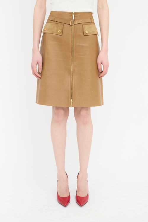 Gucci Leather Belted Skirt