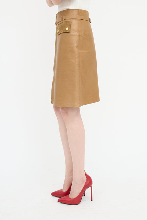 Gucci Leather Belted Skirt