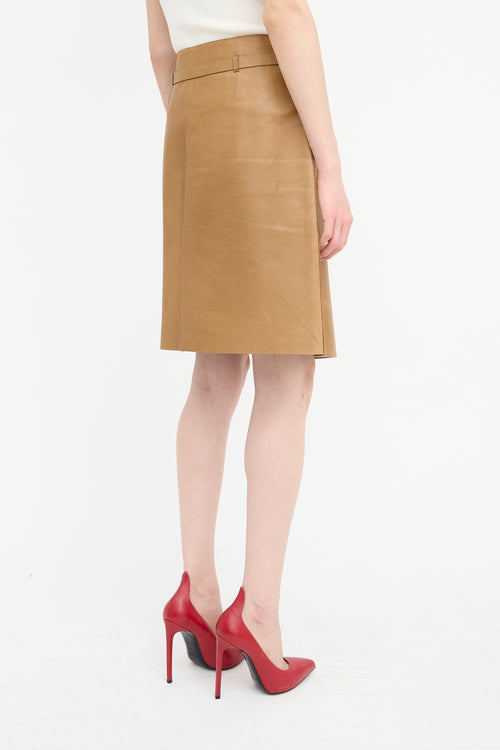 Gucci Leather Belted Skirt
