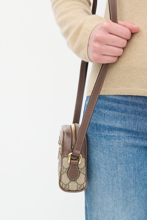 Gucci Brown & Multi GG Supreme Ophidia Mini Crossbody Bag