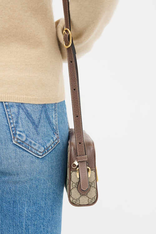 Gucci Brown & Multi GG Supreme Ophidia Mini Crossbody Bag