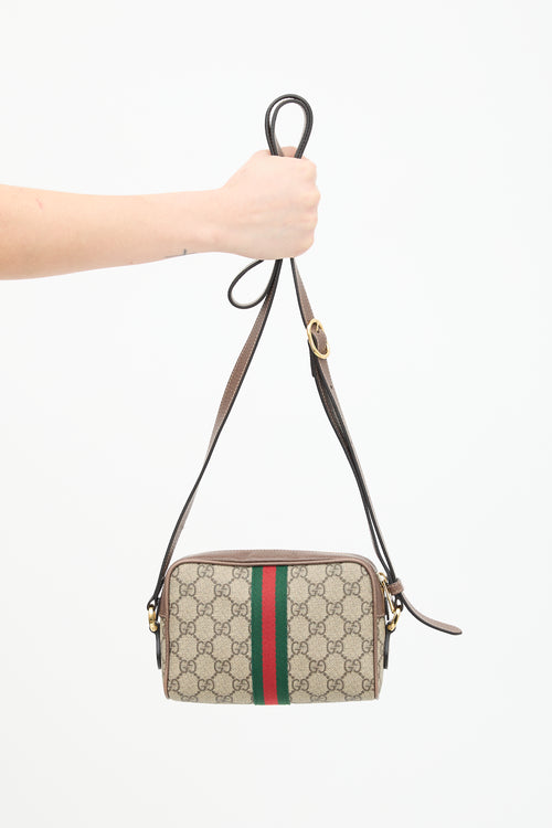 Gucci Brown & Multi GG Supreme Ophidia Mini Crossbody Bag
