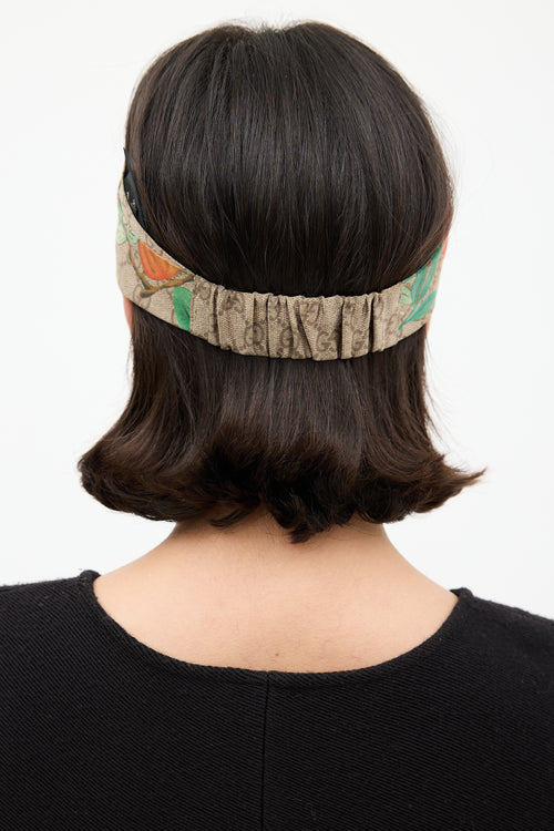 Gucci Brown & Multi Silk GG Blooms Twist Headband