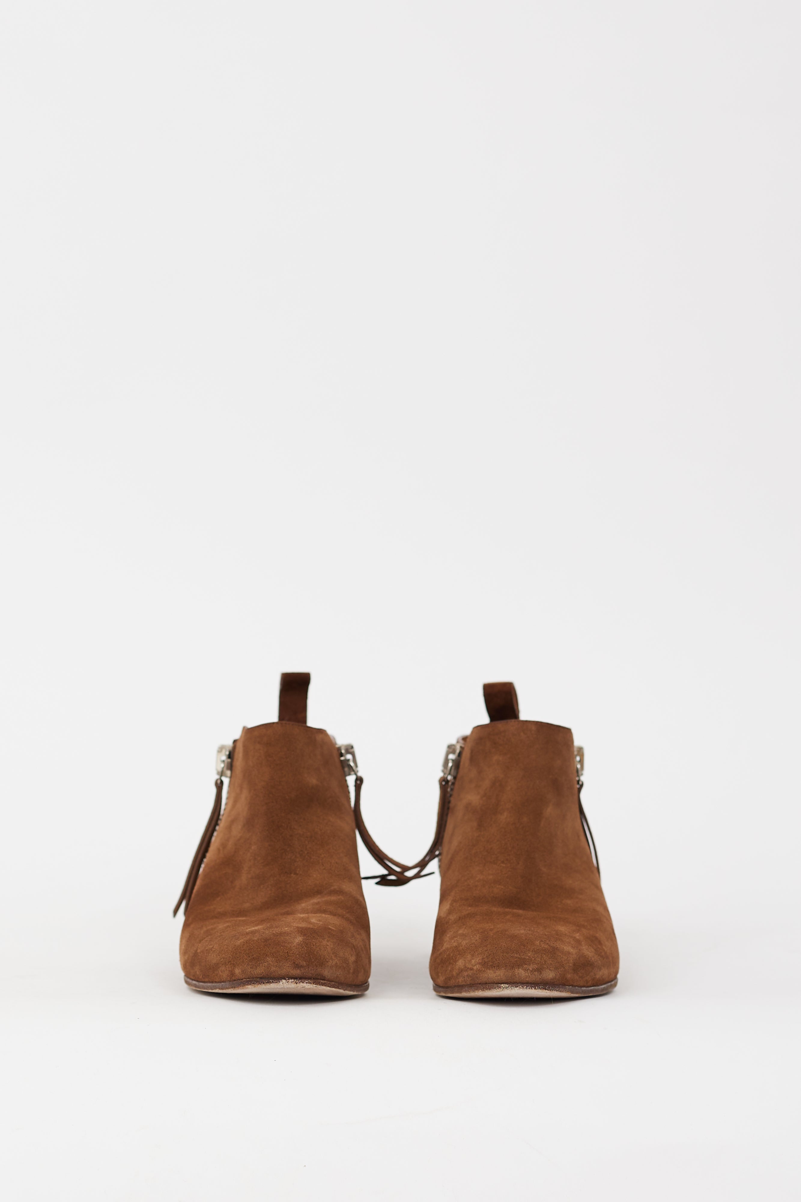Gucci Brown Suede Zip Ankle Boot