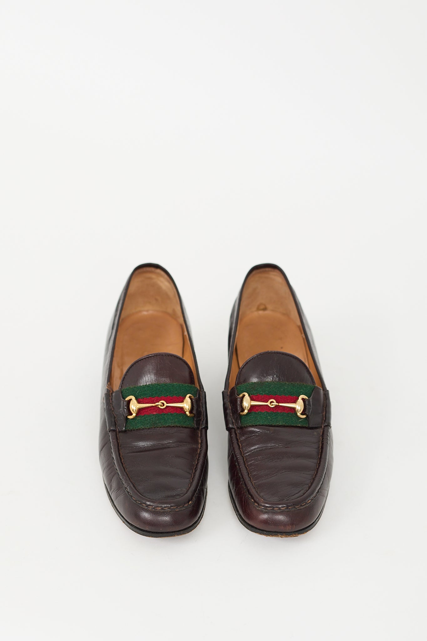 Gucci Brown & Multi Leather Webbed Loafer