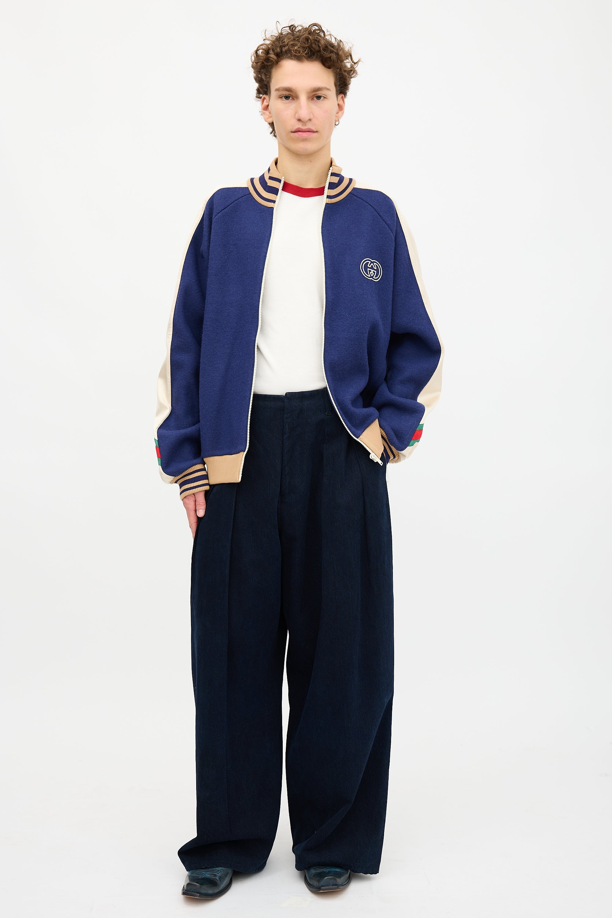 Gucci Wool Knit GG Varsity Jacket