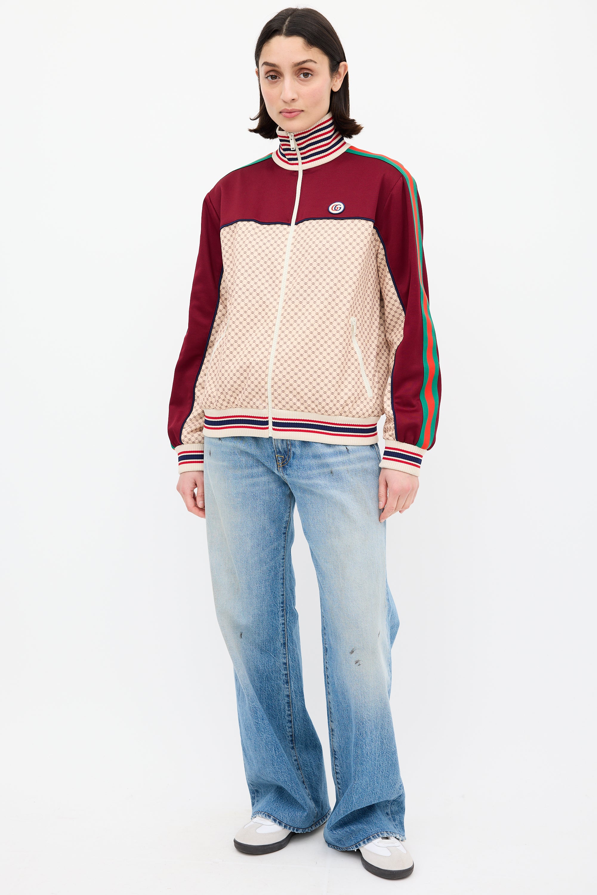 Gucci Burgundy & Multi GG Track Jacket