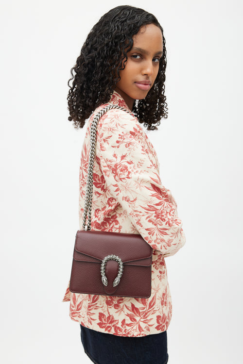 Gucci Burgundy & Silver Small Dionysus Leather Bag