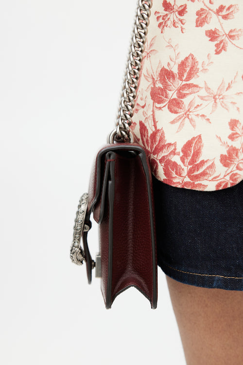 Gucci Burgundy & Silver Small Dionysus Leather Bag