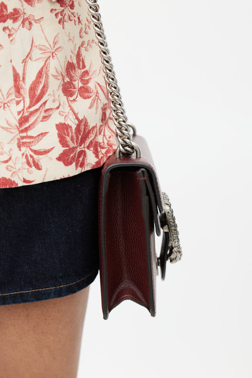 Gucci Burgundy & Silver Small Dionysus Leather Bag
