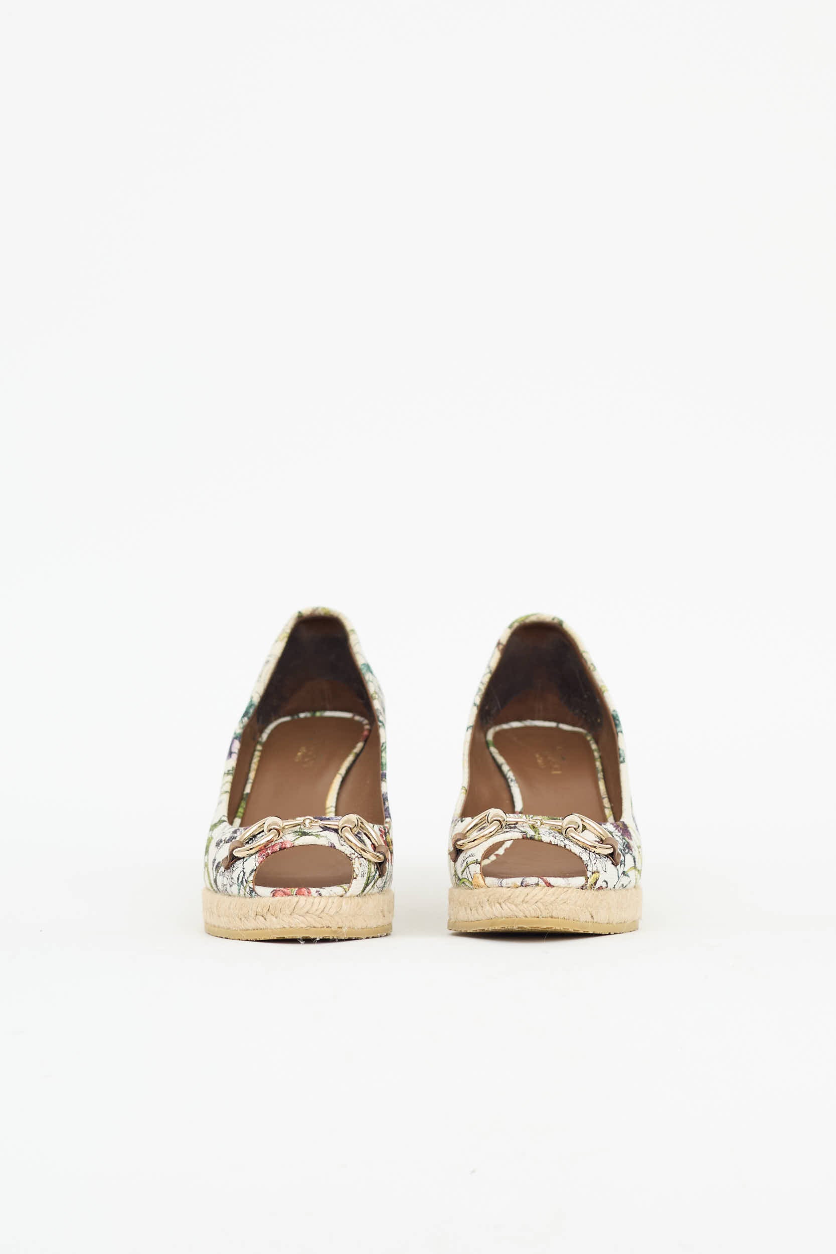 Gucci Floral Peep Toe Wedge