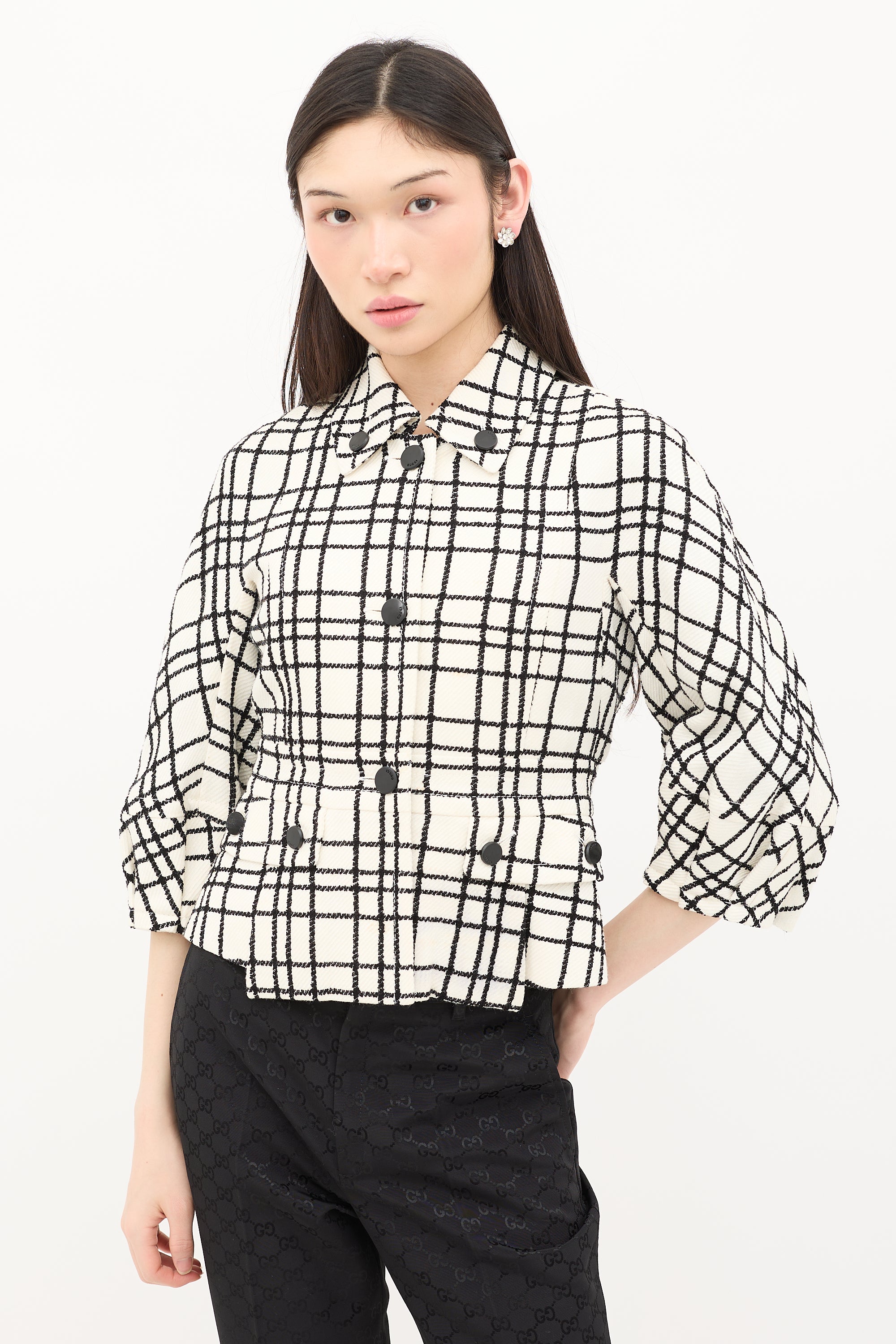 Gucci Check Peplum Jacket