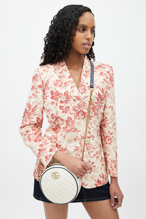 Gucci Cream & Gold GG Marmont Torchon Round Bag