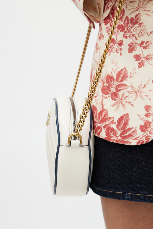 Gucci Cream & Gold GG Marmont Torchon Round Bag