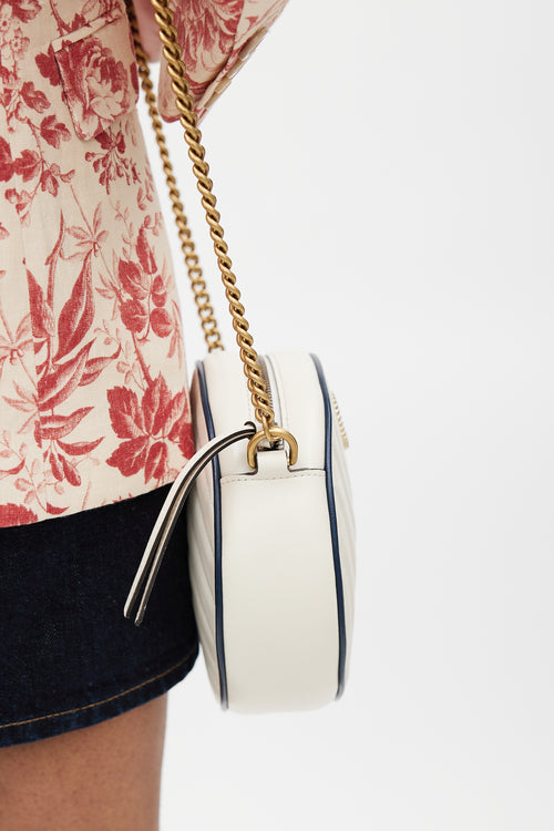 Gucci Cream & Gold GG Marmont Torchon Round Bag
