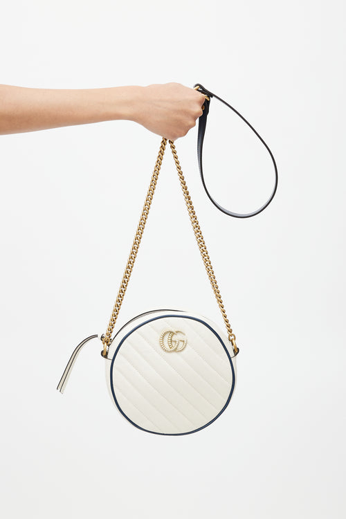 Gucci Cream & Gold GG Marmont Torchon Round Bag