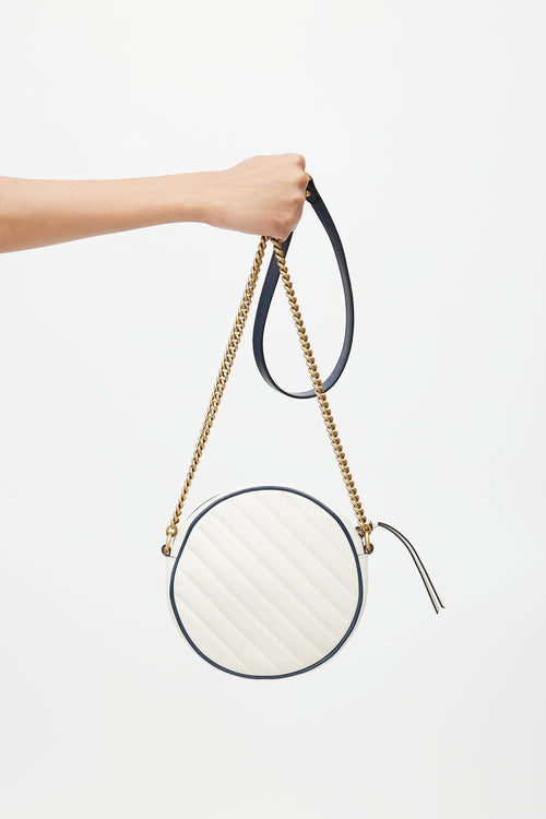 Gucci Cream & Gold GG Marmont Torchon Round Bag