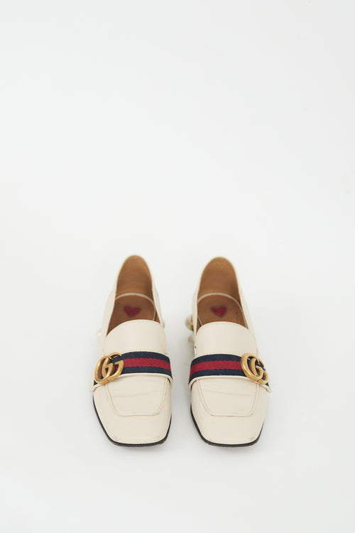 Gucci Cream Leather & Pearl Peyton Loafer