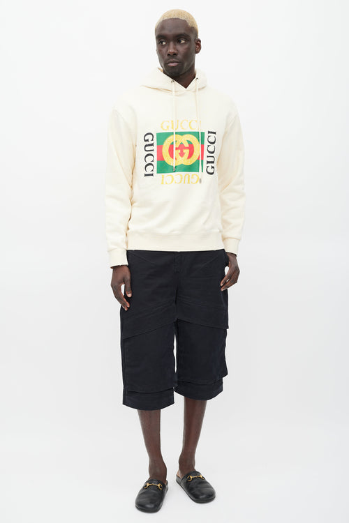 Gucci Cream & Multicolour Box Logo Hoodie