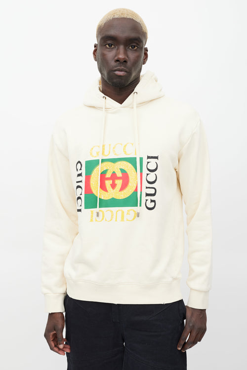 Gucci Cream & Multicolour Box Logo Hoodie