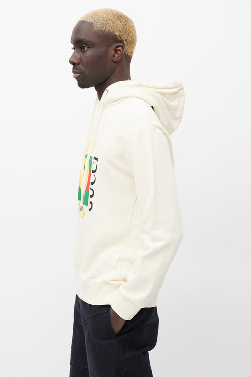 Gucci Cream & Multicolour Box Logo Hoodie