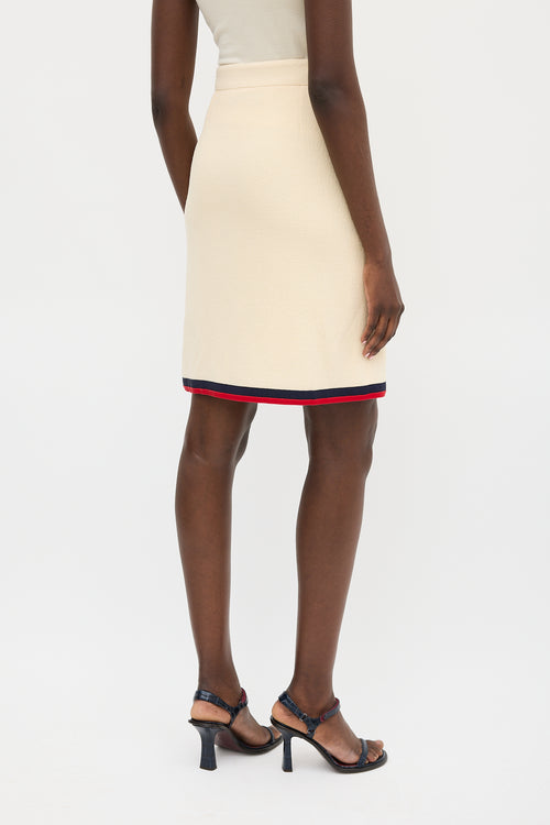 Gucci Cream & Multicolour Boucle Striped Skirt