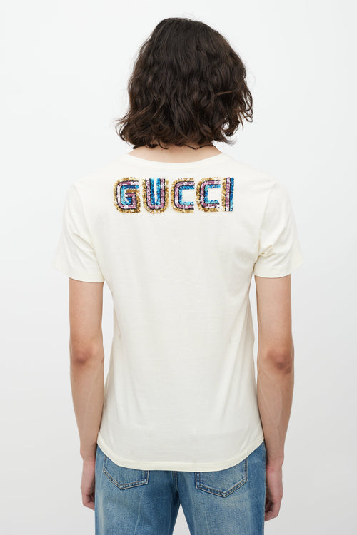Gucci Cream & Multicolour Maison De L'Amour T-Shirt
