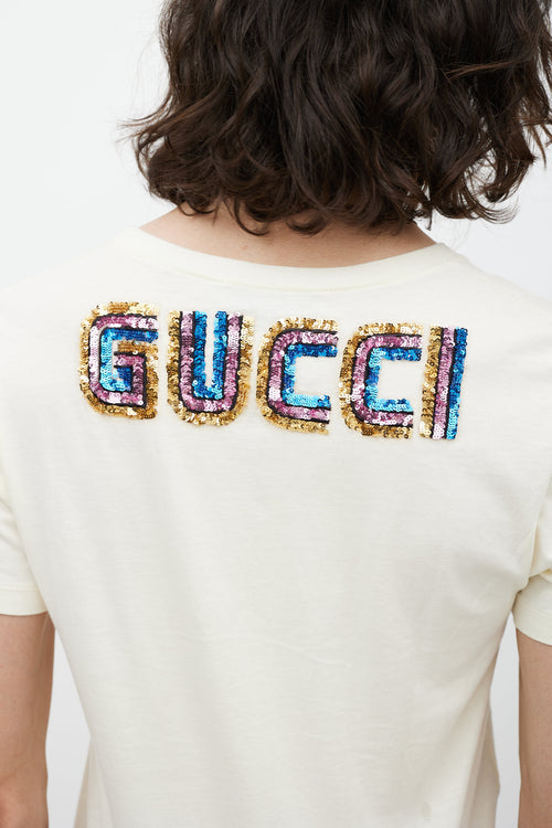 Gucci Cream & Multicolour Maison De L'Amour T-Shirt