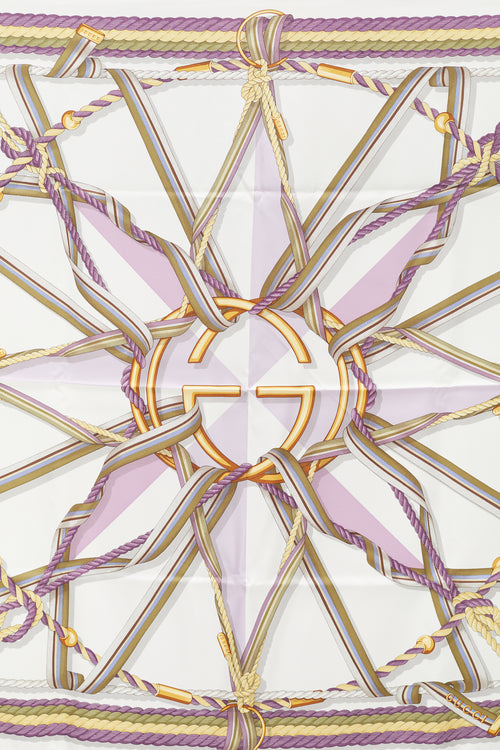 Gucci Cream & Purple Silk Rope Scarf