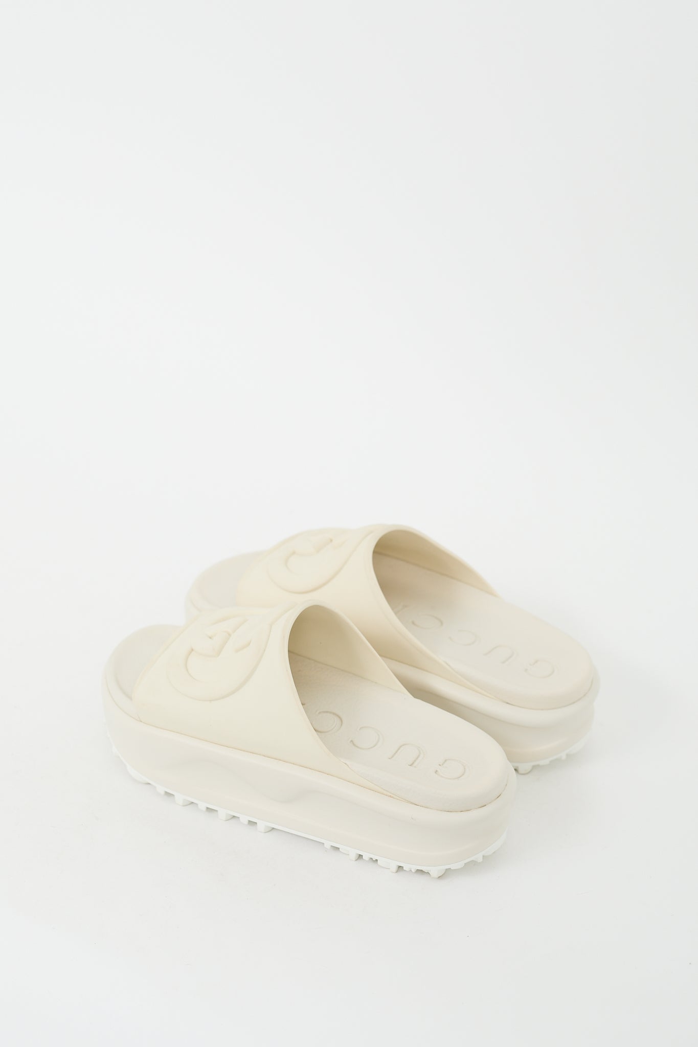 Gucci Cream Rubber Interlocking G platform Slide