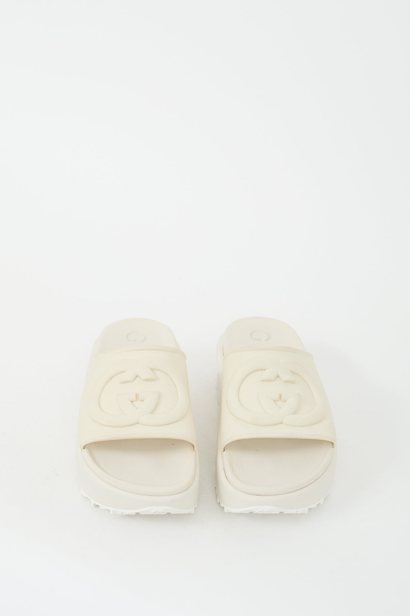 Gucci Cream Rubber Interlocking G platform Slide
