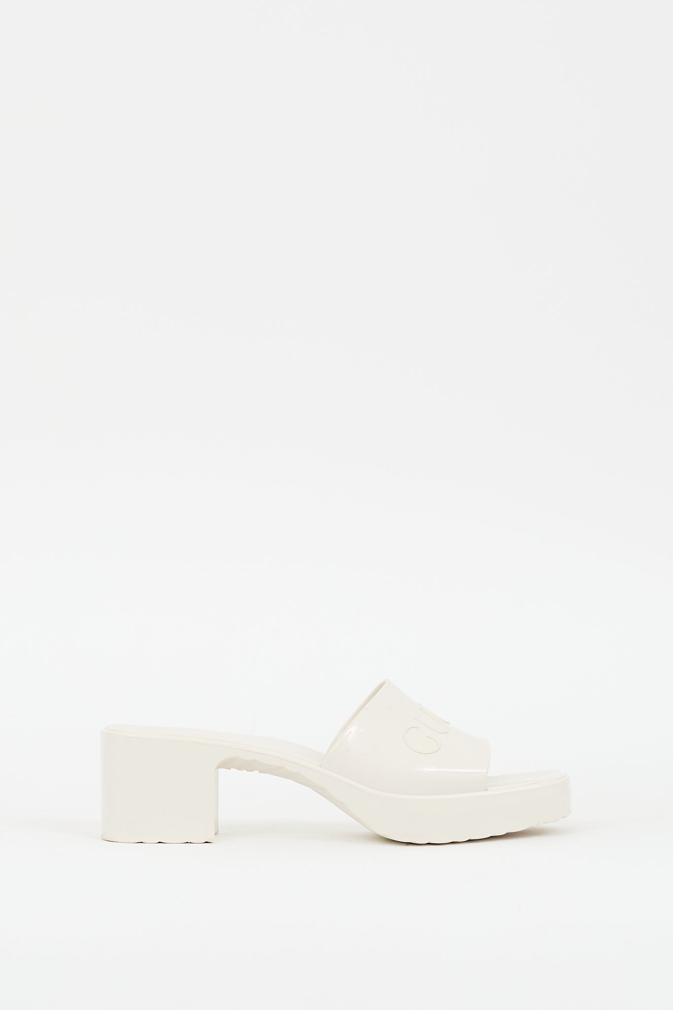 Gucci Cream Rubber Logo Sandal