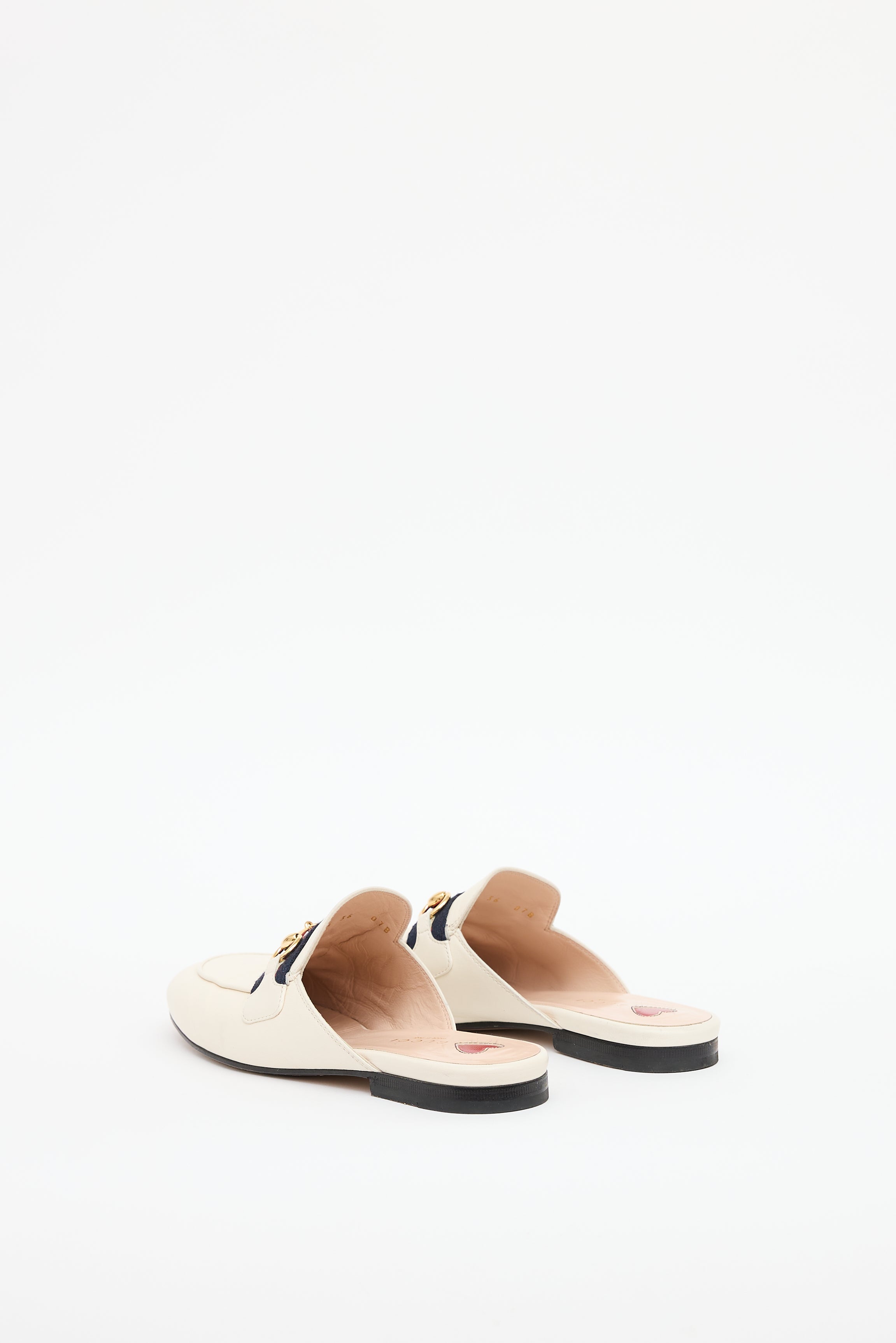 Gucci Cream Webbed Horsebit Mule
